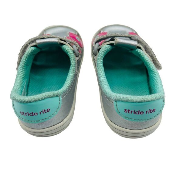 Stride Rite Soft Motion Silver Pink Flowers Shoes Sandals Size 5.5 - Picture 5 of 10